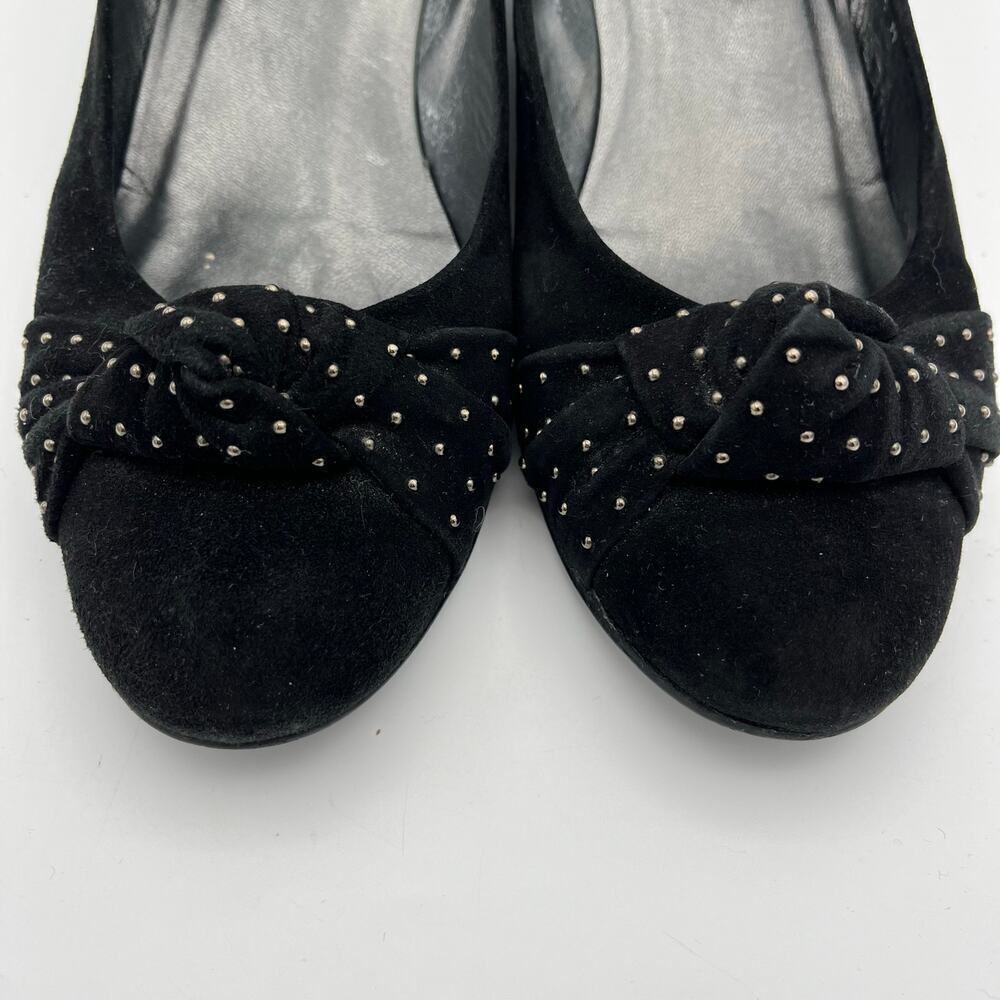Stuart Weitzman Women's Black Suede Closed Toe Wedge Pumps Size 8 1/2 M - Picture 5 of 10